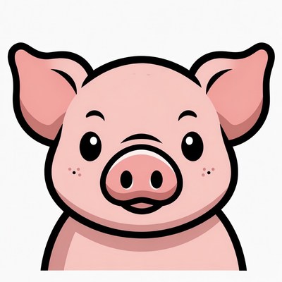 Cute cartoon pink pig