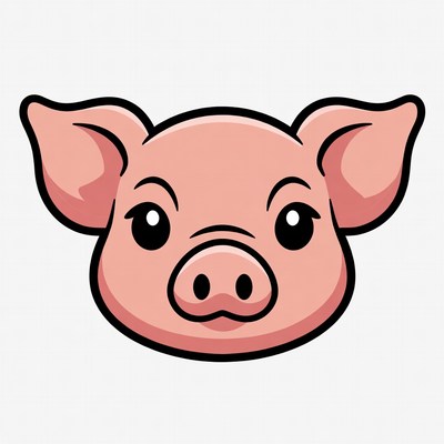 Cute pink pig cartoon face