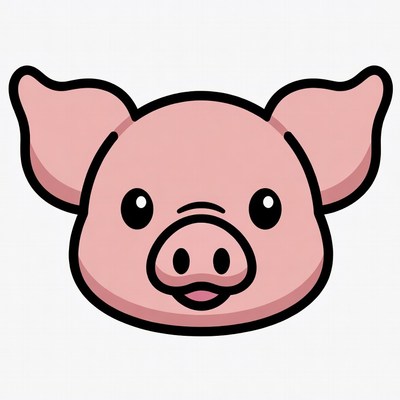 Cute cartoon pink pig face