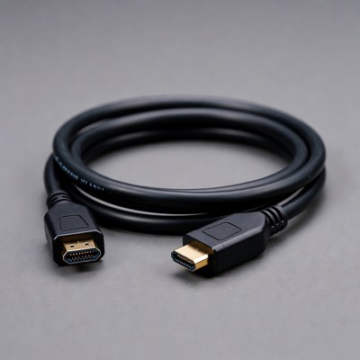 HDMI Cable on Gray Background