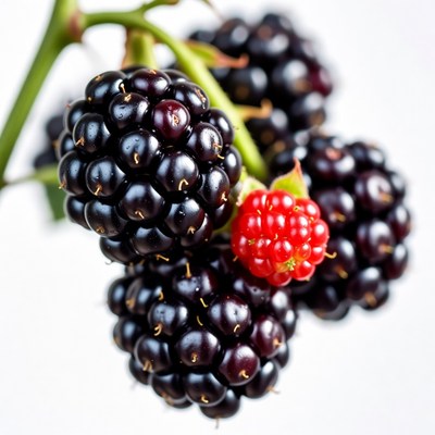 Ripe blackberries with red raspberry