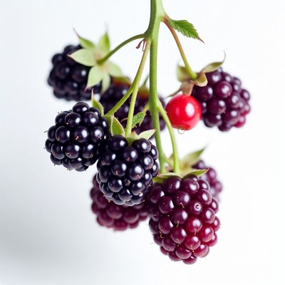 Fresh blackberries on stem
