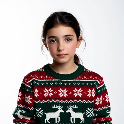 Girl in reindeer Christmas sweater