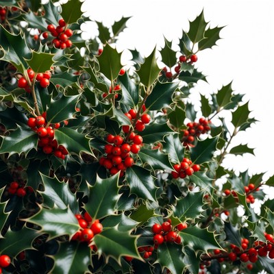Holly Leaves with Red Berries
