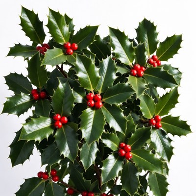 Holly Leaves with Red Berries