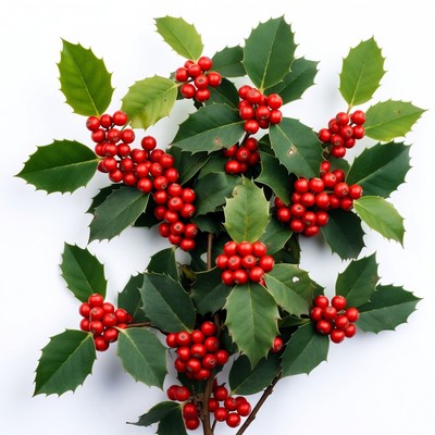 Holly Leaves with Red Berries