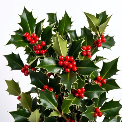 Holly Leaves with Red Berries