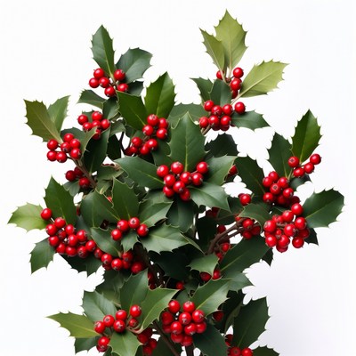 Holly Leaves with Red Berries