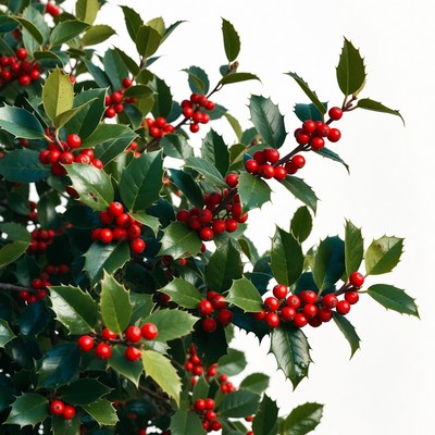 Holly Leaves with Red Berries