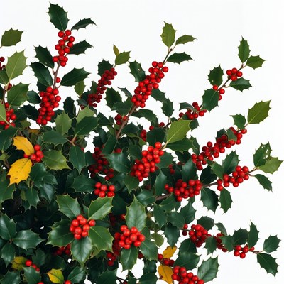 Holly Leaves with Red Berries