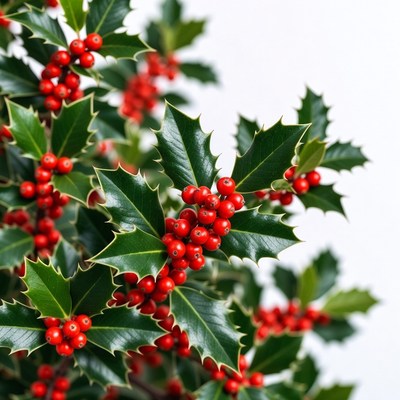 Holly Leaves with Red Berries