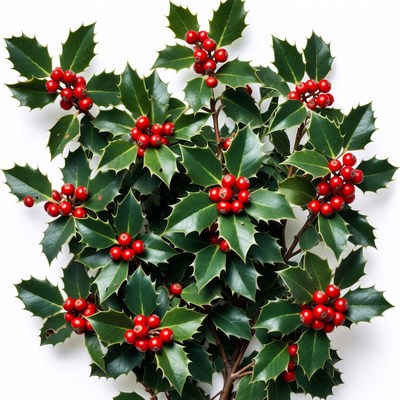 Holly Leaves with Red Berries