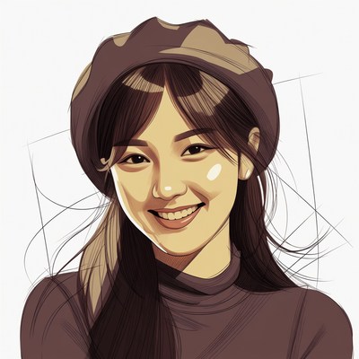 Asian woman wearing beret hat