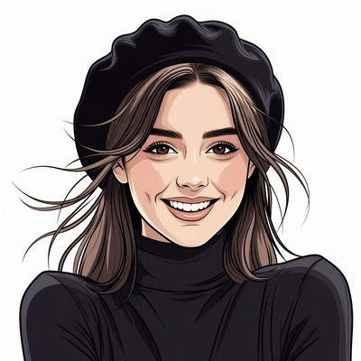 Smiling woman in black beret