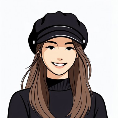 Asian woman wearing black beret