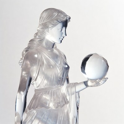 Crystal woman holding crystal ball