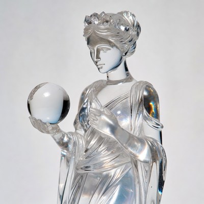 Crystal Statue Woman Holding Globe
