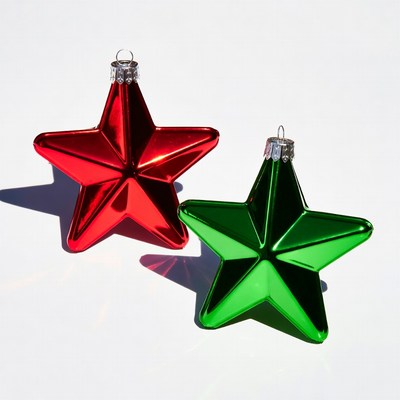 Red and Green Star Christmas Ornaments