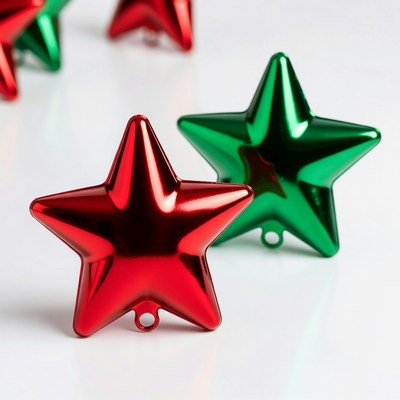 Red and Green Metallic Star Ornaments