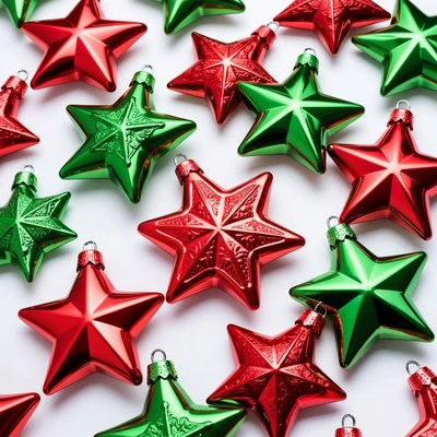 Red and Green Christmas Star Ornaments