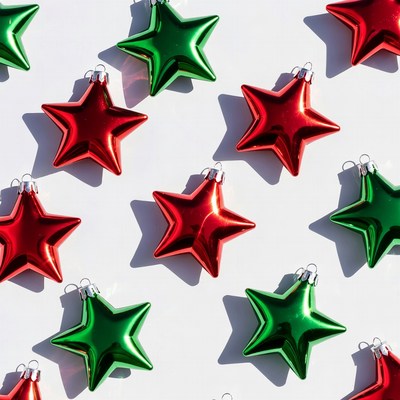 Red and Green Star Christmas Ornaments