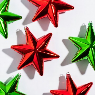 Red and Green Star Christmas Ornaments
