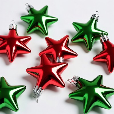 Red and Green Star Christmas Ornaments