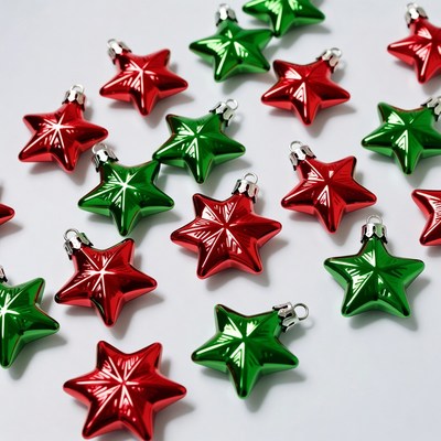 Red and Green Star Christmas Ornaments
