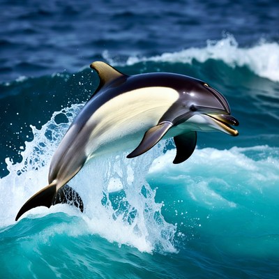 Dolphin jumping from ocean waves