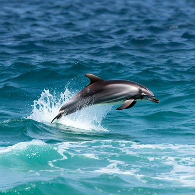 Dolphin jumping from ocean waves