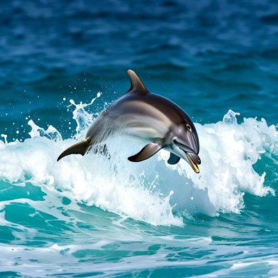 Dolphin jumping from ocean waves