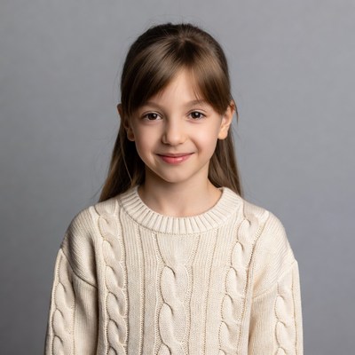 Smiling girl in white sweater
