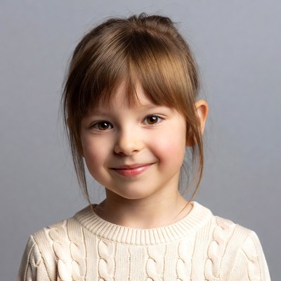 Smiling girl with bangs