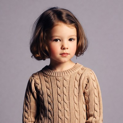 Young girl in beige sweater