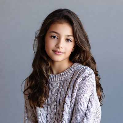 Young girl in gray sweater