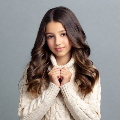 Girl in white turtleneck sweater