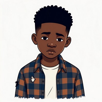 Sad African-American boy illustration