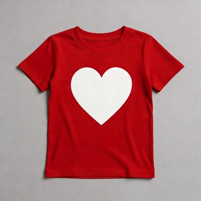 Red kids t-shirt with white heart