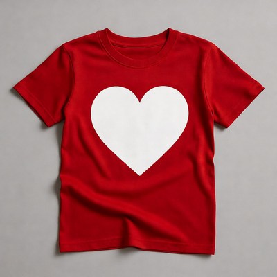 Red kids t-shirt with white heart