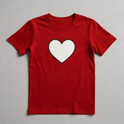 Red Kids T-Shirt with White Heart