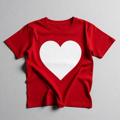 Red Kids T-Shirt with White Heart