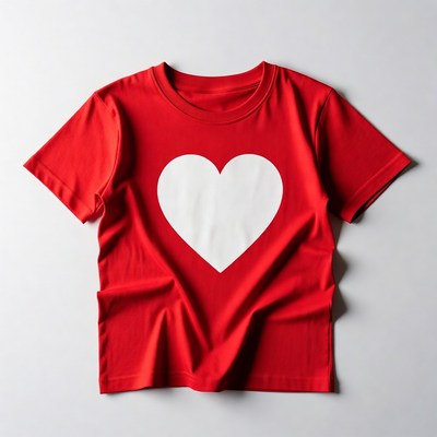 Red kids t-shirt with white heart