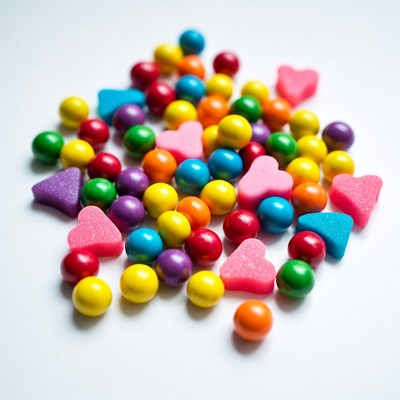 Colorful Candy Hearts and Balls