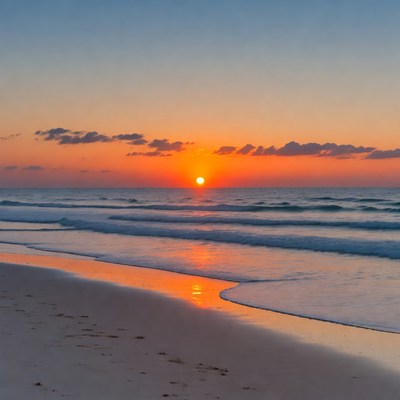 Sunset over ocean beach