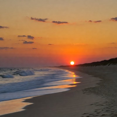 Sunset over ocean beach