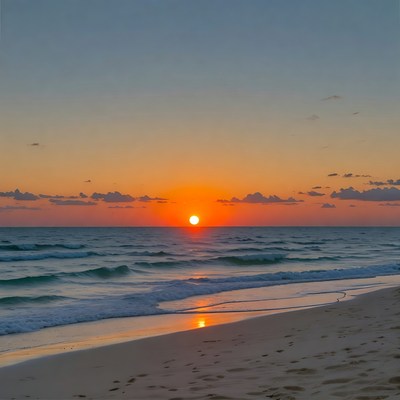 Sunset over ocean beach