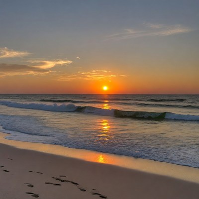 Sunset Beach Footprints