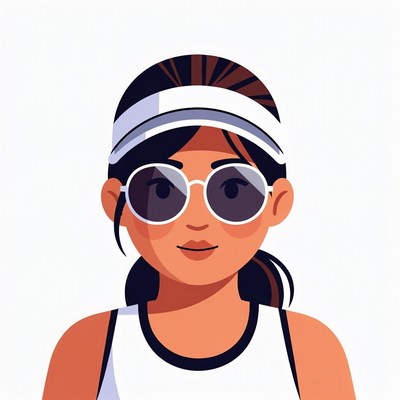 Woman wearing visor and sunglasses