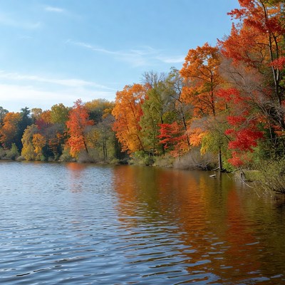 Autumn Trees Reflecting in Lake
