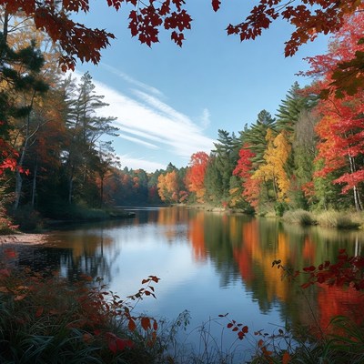 Autumn Forest Lake Reflection